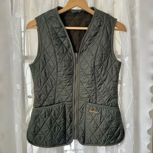 Barbour Olive Quilted Sleeveless Vest with Front Zip